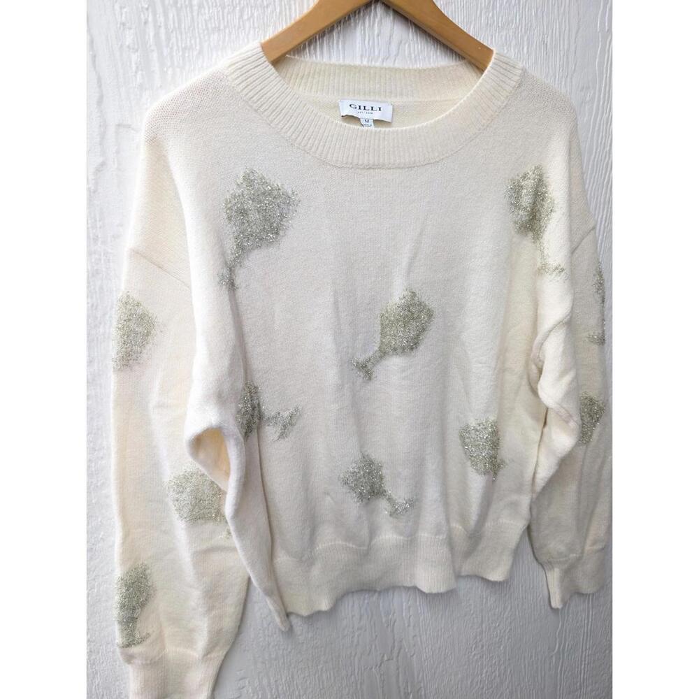 Gilli Champagne Glass Pullover Holiday Party Sweater Celebrate NYE Shower Medium - Picture 2 of 7